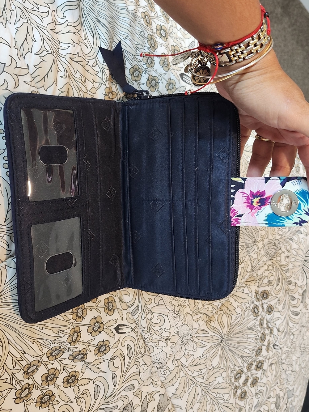 Vera Bradley Floral Quilted Wallet - Navy Multi - Picture 3 of 4